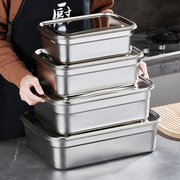 不锈钢保鲜盒商用带盖冰箱冷藏大容量收纳盒密封饭盒304食品餐盒