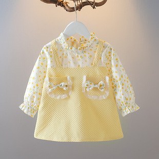 婴儿春装女宝宝裙子1-3岁长袖上衣，2洋气时髦公主裙女童春季连衣裙