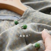 中式新国潮!含桑蚕丝~古风，气质圆领七分袖，提花衬衫上衣女春