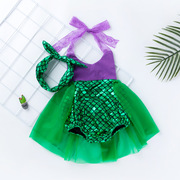 宝宝夏装女童美人鱼蕾丝吊带，连衣裙0-3岁镂空肚兜童装
