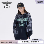 朋克伦敦BOYLONDON秋冬情侣款立体印花连帽套头卫衣N04007