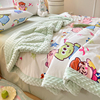 卡通纯棉豆豆绒毛毯被子，加厚冬季珊瑚绒，午睡小毯子儿童盖毯床上用