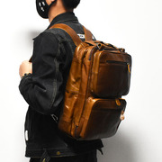 复古真皮双肩包男大容量旅行背包电脑包单双肩两用多功能背提包潮