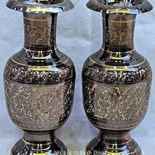 花瓶铜花瓶干花瓶欧式瓶巴基斯坦铜器花器摆件花器欧式装饰品
