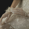 艳莲简约夏季防晒手套薄纱短款软纱结婚礼服婚纱新娘白色珍珠手套