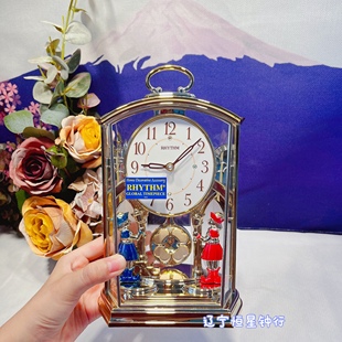 日本丽声钟表客厅，欧式创意静音座钟时，尚金银色台钟时钟4rp796复古