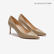 xcollection新色细高跟尖头浅口性感，羊皮单鞋通勤气质7cm