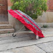 三折特边色花条纹柳钉超大伞面品牌，晴雨外伞无黑胶送折礼99叠防紫