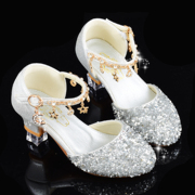 儿童高跟鞋公主秋季水晶鞋搭配女童，模特比赛钢琴表演走秀礼服鞋子