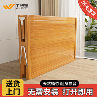竹床折叠床单人床成人家用简易实木小床出租屋1.5米双人床硬板床
