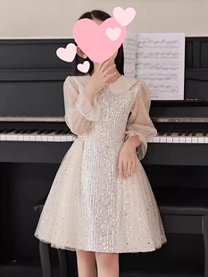 女童礼服公主裙2023秋季长袖潮流日常主持人钢琴演奏演出服