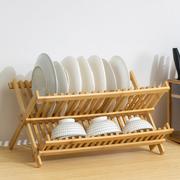 碗碟架沥水架厨房双层菜盘子收纳架晾放碗架沥，干架竹制通风置物架