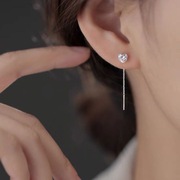 s925纯银耳线女高级感锆石流苏耳环耳钉2024潮气质短款耳饰