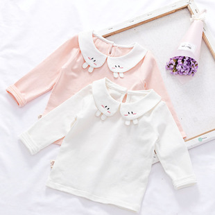 宝宝打底衫加绒纯棉婴儿t恤长袖，1-3岁女童内衬，公主白色2024春秋装