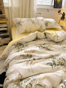 韩式复古田园风麦穗花水洗棉四件套床单花边床裙款被套三件套床笠