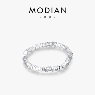 modian摩典s925纯银不规则碎银子，戒指女小众简约精致可调节食指戒