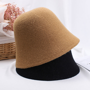 秋冬针织渔夫帽子女，韩版网红羊毛毛呢，水桶帽日系百搭纯色盆帽