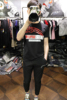 时尚欧洲街潮个性朋克风数码抽象印花黑色圆领修身短袖T恤男