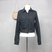 黑色长袖修身短款衬衫，外套女通勤纯色2022春秋单排扣上衣c19856