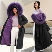 棉服女冬季中长款韩版孕妇，大毛领棉，衣女大码加厚保暖羽绒棉袄外套
