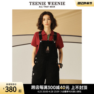 teenieweenie小熊夏季复古休闲宽松搭配背带牛仔短裤子，女装潮