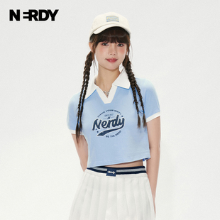 NERDY2024夏季辣妹系列短款短袖女款露脐甜美性感T恤上衣潮