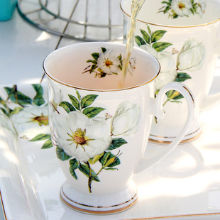 杯子陶瓷创意欧式马克杯，带盖大容量骨瓷水杯，早餐杯牛奶咖啡杯轻奢