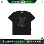 韩国直邮ADLV纯色毛绒兔子印花圆领套头短袖T恤男女同款SSBKZR