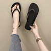 日本进口mujie2024韩版黑色，人字拖女夹脚凉拖鞋女夏季外穿防