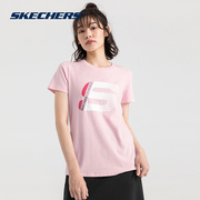 Skechers斯凯奇运动时尚T恤2024夏季女子短T休闲短袖校园体恤