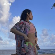 HOLIVIBE酸性设计印花夏威夷衬衫2023秋海边度假速干沙滩裤情侣款