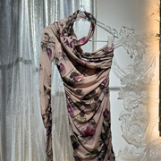 BLUMARINE淡紫色女士短款一肩平纹针织连衣裙CHENSHOP设计师品牌