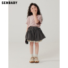 senbaby女童短袖T恤儿童夏装套装中大童韩版粉色上衣+休闲短裤裙