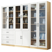 实木书柜落地儿童储物柜一体靠墙书橱带玻璃门自由组合收纳柜书架