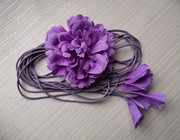 服装公司订单款式紫色黑色，土黄浅咖啡，花朵流苏绑带腰饰女士腰绳
