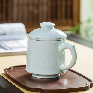 昌南陶瓷景德镇茶具滤茶杯，办公室泡茶茶水分离杯带盖过滤个人专用