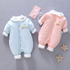 婴儿连体衣秋冬装新生儿衣服套装男女宝宝外出夹棉薄棉0-3-6个月
