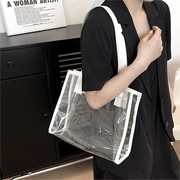 今年春夏流行透明大容量包包，女2023潮果冻，单肩大包洋气托特包