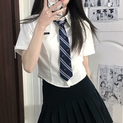 学院风jk制服衬衫女白色，收腰显瘦衬衣，短袖设计感别致上衣夏季