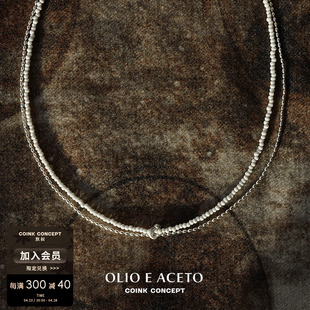 OLIO E ACETO 纯银白松石双层项链 925银原创设计手工肌理锁骨链