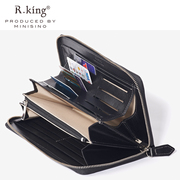 r.king品仕情侣钱包手包收纳拉链长款银包多卡位皮夹头层牛皮