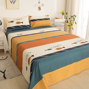 纯棉床单单件100全棉学生宿舍，单人床单三件套1.5米床，上用加厚被单