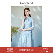 新中式goodland美地女装，春季复古旗袍，式盘扣连衣裙