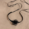 黑色山茶花丝带项链女性感锁骨，链小众设计颈链，2024手链配饰品