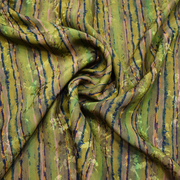 绿色几何竖条纹28姆米提花缎香云纱套装连衣裙，面料桑蚕丝绸面料