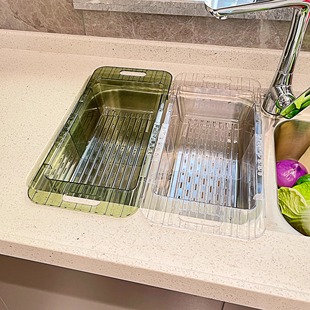 厨房伸缩沥水架洗菜盆沥水，篮家用塑料洗菜篮，水槽滤水篮水池菜篮子
