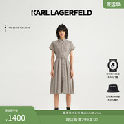 karllagerfeld卡尔拉格斐格子拼色短袖，连衣裙复古风衬衫裙老佛爷