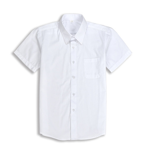 夏季男童纯棉白衬衫短袖薄款儿童，白色半袖衬衣小学生校服表演出服