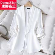 薄款白色休闲西装外套，女夏季2024韩版修身气质小个子西服上衣