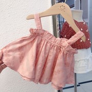 夏季女宝宝吊带背心纯棉，1-3岁洋气可爱婴儿，娃娃衬衫纯棉上衣
